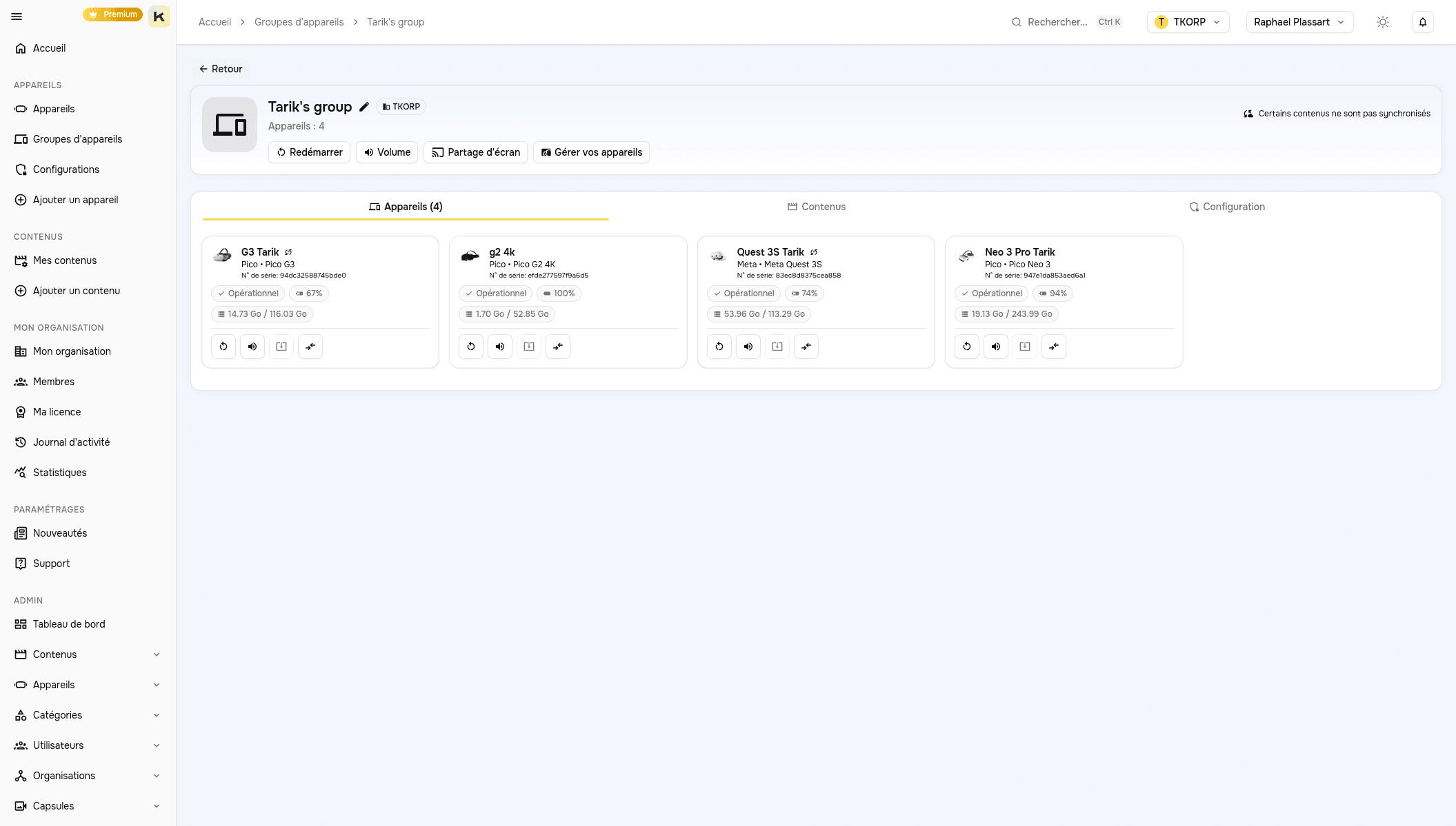Journal d'activité Pulse avec historique des actions