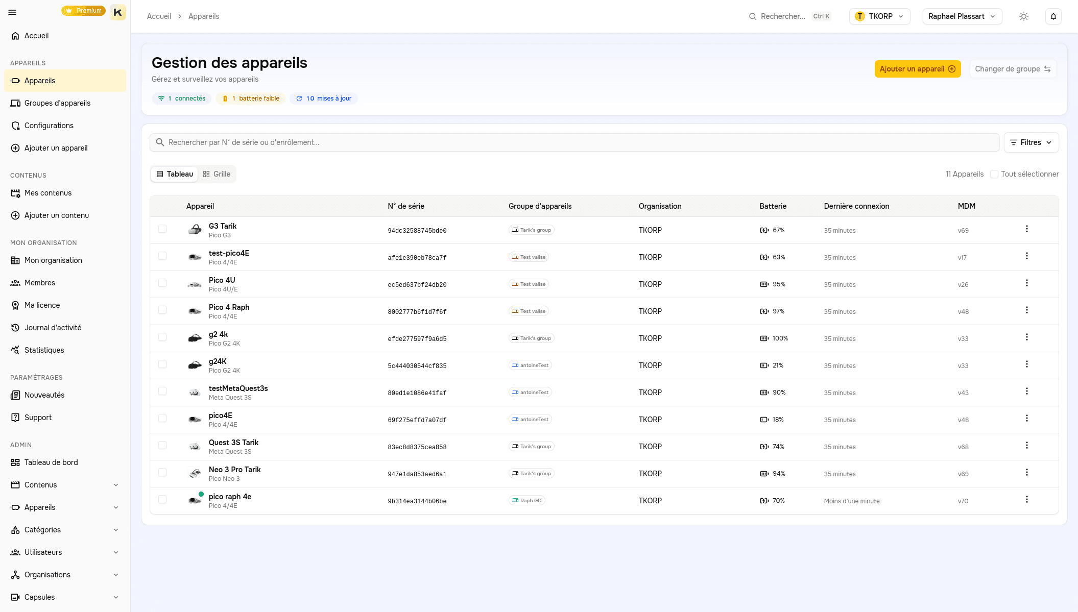 Aperçu de la gestion des appareils dans Pulse